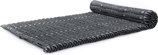 Leewadee - Kapok Roll Mat – Handcrafted Folding Sleep & Relaxation Mattress from Thailand, Ideal as Guest Bed, Camping Mat, Yoga Mat or Traditional Futon, 75 x 39 inches, Black - Bloomnest