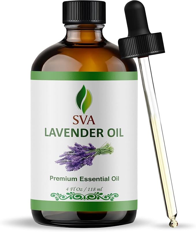 SVA Lavender Essential Oil – 4 Fl Oz – 100% Natural Lavender Oil - for Diffuser, Hair Care, Face, Skin Care, Aromatherapy, Scalp and Body Massage, Soap and Candle Making – with Dropper - Bloomnest