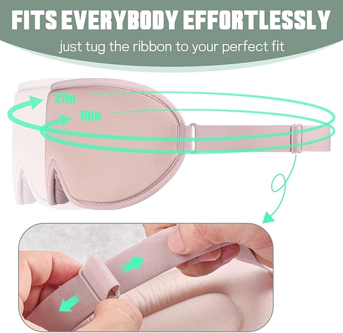 Sleep Mask for Side Sleeper Men Women | Zero Eye Pressure 3D, Light Blocking Design, Soft Breathable Eye Shade Cover for Travel, Pink