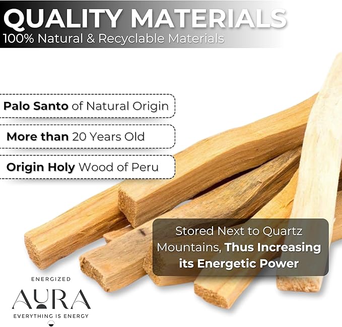 5 Palo Santo Sticks - Palo Santo Holder - Palo Santo Burner - PaloSanto Sticks with Holder - Palosanto Stick - Meditation Accessories ENERGIZEDAURA
