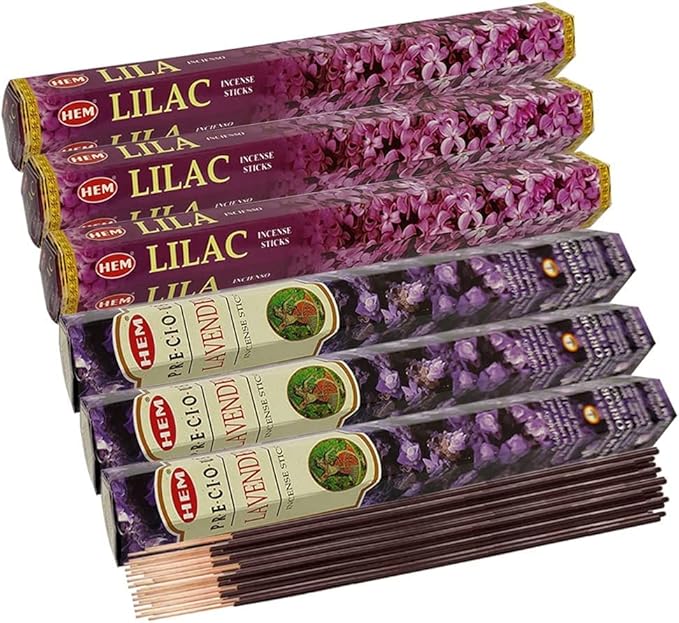 Lilac & Lavender Incense Sticks & Holder Bundle Variety Pack from Hem Trumiri Insense Insence