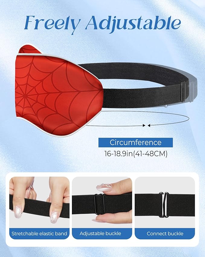 Sleep Mask for Kids - Cute Kawaii Cartoon Silk Sleeping Mask with Adjustable Strap Soft Smooth Light Eye Mask for Sleeping Silk Kids Eye Cover for Boys Girls Teens, Red - Bloomnest