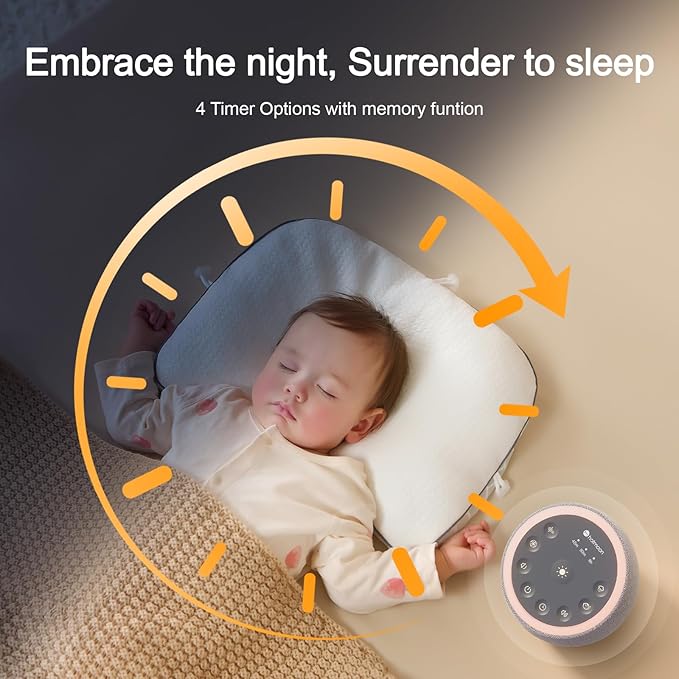 Hotmoon Sound Machine with 40 High-Fidelity Sounds, White Noise Sound Machine with Memory Functions, 8 Color Night Light, USB Power Supply, for Sleep & Noise Reduction Sleep Aid, Plug-in - Bloomnest