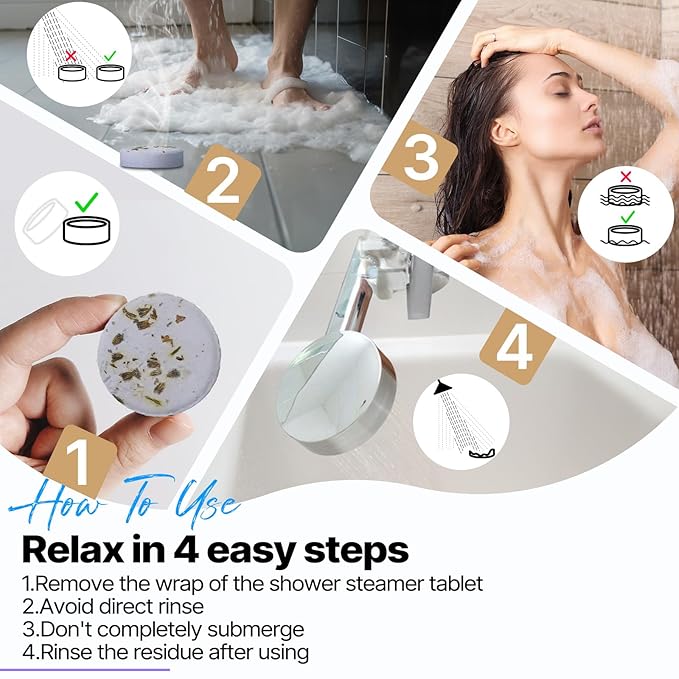 Shower Steamers Aromatherapy Birthday Gifts for Women - SWCANDY 8 Pcs Valentines Day Decorations, Her Mom Adults Men Him Teen Self Care with Natural Essential Oils Relaxation Home SPA Travel Holidays - Bloomnest