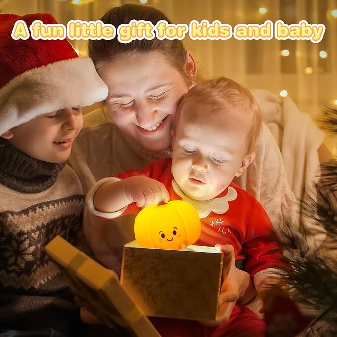 Night Light for Kids, Rechargeable Dimmable Silicone LED Nightlight, Baby Nursery Night Lamp, Touch Squishy Lamp, Halloween Gifts for Girls, Boys, Toddler Room Decor, Pumpkin - Bloomnest