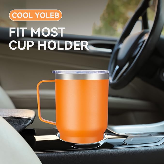 30 oz Tumbler with Handle and Lid, Stainless Steel Tumblers Bulk Double Wall Vacuum Insulated Travel Mug Leak Proof Cup Keep Drinks Cold and Hot Orange, 8 Pack - Bloomnest