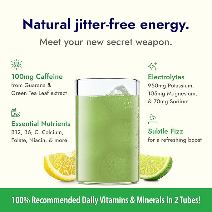 Zipfizz Daily Energy Drink Powder, Limon, 20 Pack | 3-in-1 Sustained Energy, Rapid Hydration, and Essential Vitamins | Sugar-Free | Electrolyte Powder | Contains Vitamin B-12 & Antioxidants - Bloomnest