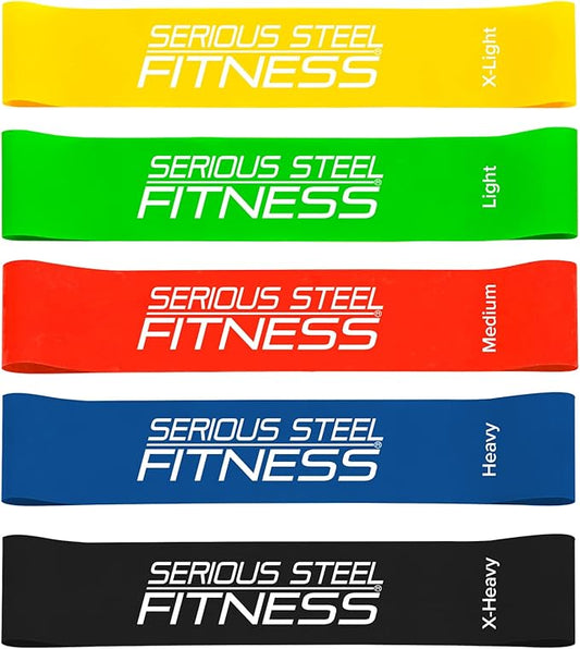 Serious Steel Fitness Mini Resistance Loop Bands | Rehab and Prehab Stretch Bands | 12" Exercise Workout Bands (Sets of 5 Pack and Sets of 10 Pack Trainer Options Available!) - Bloomnest