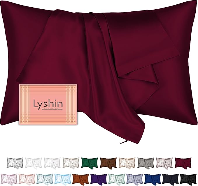 Mulberry Silk Pillow Cases Queen Size with Hidden Zipper, Ultra Smooth and Soft Breathable Cooling Silk Satin Pillowcase for Hair and Skin, Gifts for Women Men (Burgundy Red, 20x30 Inches, 1 Pack) - Bloomnest