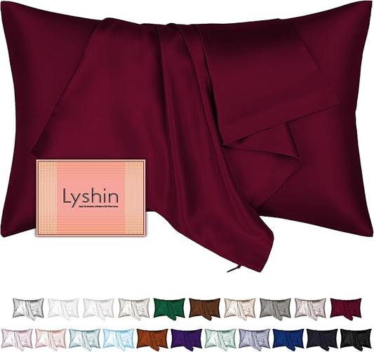 Mulberry Silk Pillow Cases King Size with Hidden Zipper, Ultra Smooth and Soft Breathable Cooling Silk Satin Pillowcase for Hair and Skin, Gifts for Women Men (Burgundy Red, 20x36 Inches, 1 Pack) - Bloomnest
