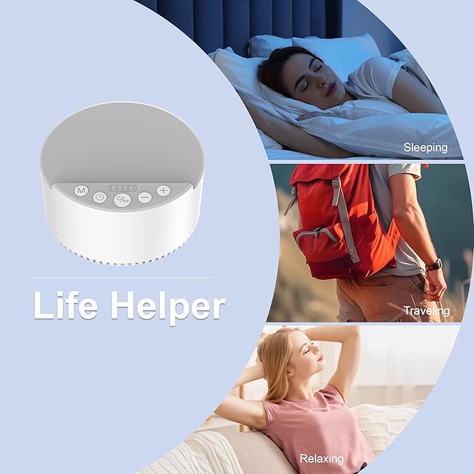Sound Machine with Wireless Charger&Bluetooth Speaker White Noise Machine with Memory Function,6 Soothing Sounds,3 Timers Modes for Baby Kids Adult & Home Office Travel - Bloomnest