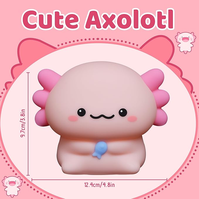 YuanDian Axolotl Night Light, Gift for Children and Babies, Decorate Kids' Bedroom with Cute Silicone Axolotl Nightlights, Christmas Birthday Gift for Girls Teens Toddlers and Adults - Bloomnest