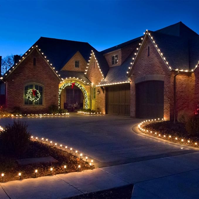 25-Pack Ceramic C9 LED Christmas Light Bulbs, Warm White LED Light Bulbs Holiday Decoration, Warm Christmas Decor for Indoor & Outdoor Use, E17/C9 Intermediate Base (Warm White Smooth) - Bloomnest
