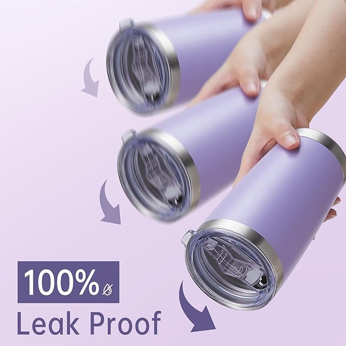 20 oz Tumblers Bulk Stainless Steel Tumbler with Lid Double Wall Vacuum Insulated Coffee Mug 20oz Powder Coated Cup for Hot and Cold Drinks, Purple, 6 pack - Bloomnest