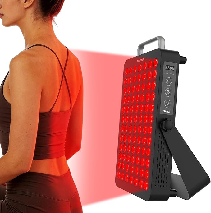 SANSI Red Light Therapy for Face Body, 660nm 850nm Red & Near Infrared LED Light, 84 Dual-Chip LEDs, 120W High Power Red Light Therapy Panel, Built-in Timer, No Noise Design, Ideal for Home Wellness SANSI