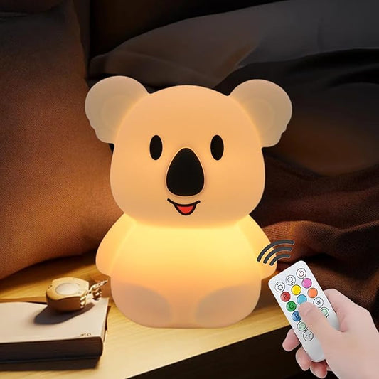 Large Koala Night Lights for Kids Room Bedside lamp Bedroom Mood Light - Break Resistant, Eye Caring, Adjustable Brightness & Color and Time Setting, Holiday Children's Gift - Large - Bloomnest