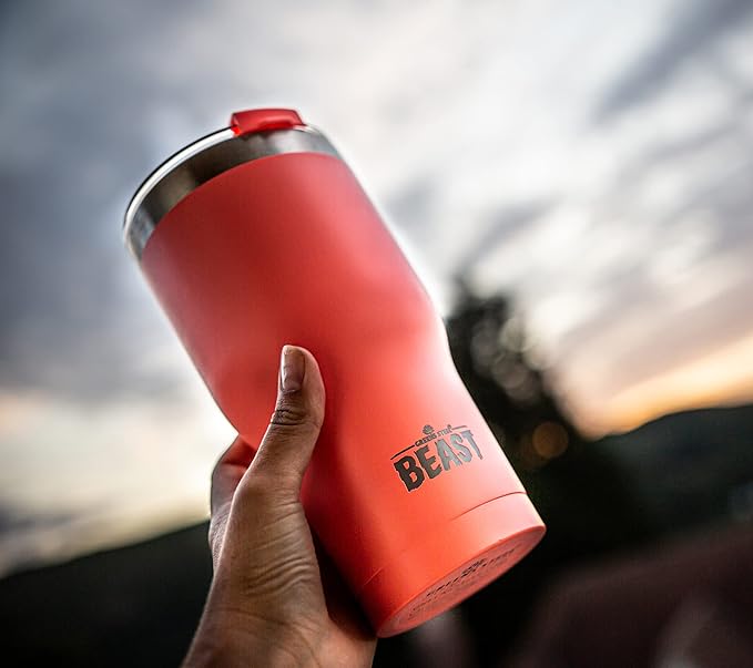 Beast 30 oz Tumbler Stainless Steel Vacuum Insulated Coffee Ice Cup Double Wall Travel Flask (Coral Pink) - Bloomnest