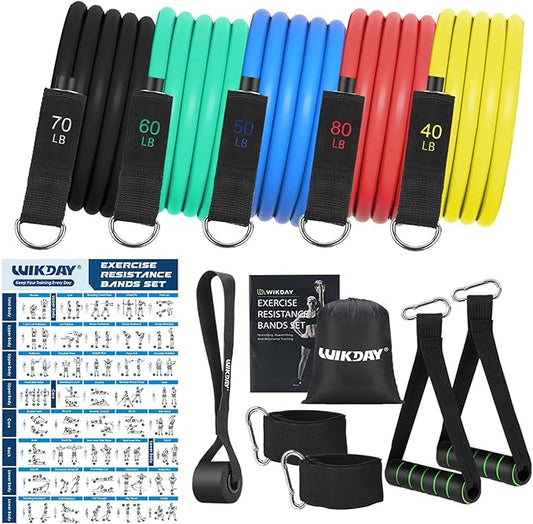 Exercise Resistance Bands with Handles for Working Out, 150/200/250/300 lbs Workout Bands Set with Door Anchor for Physical Therapy, Yoga, Pilates - Bloomnest