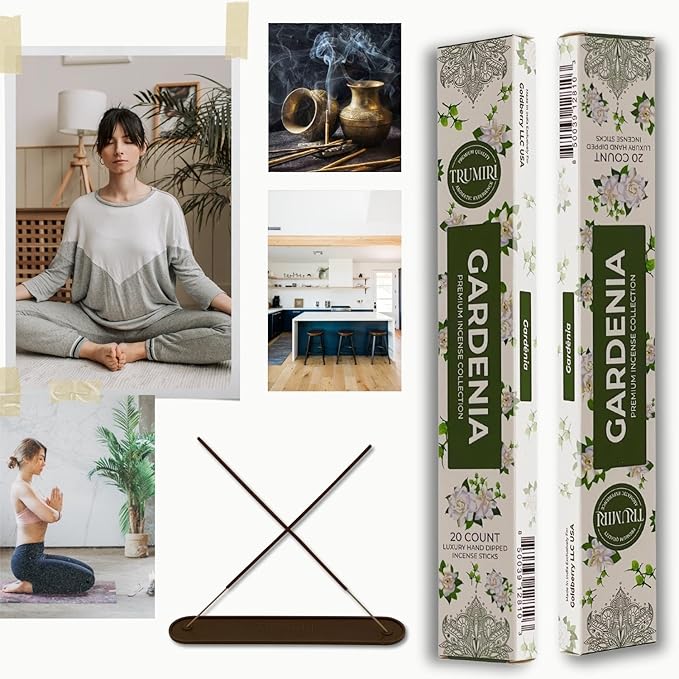 Gardenia Incense Sticks - Total 40 Insence-Sticks - Dual Pack of 20 Insense - Inciensos - Inscents - Natural Non Toxic Ingredients - Incents - Incence - Inscense - Insents TRUMIRI