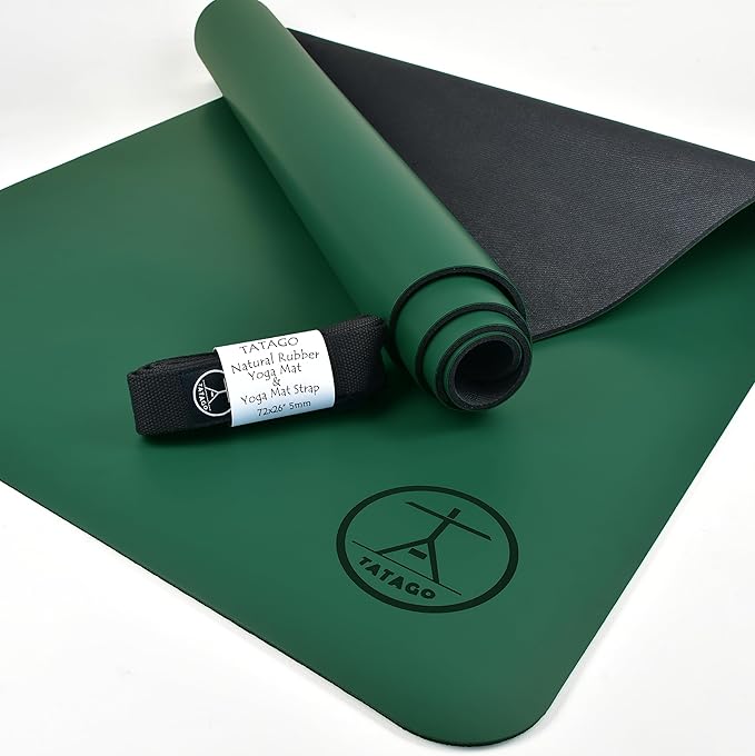 Tatago Hot Yoga Mat Non Slip-Professional Grade Natural Rubber Yoga Mat, Pliates Mat, Stretching Mat or exercise mats for home workout. Nonslip for Hot and Sweaty Classes. Includes Yoga Strap for Carrying and Stretching too. - Bloomnest