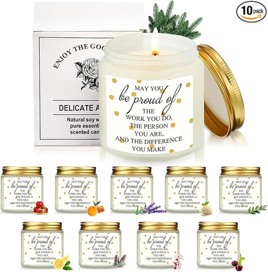 Fumete 10 Pcs Jars Scented Soy Candles 3.5 oz Candles Thank You Gifts for Employee Appreciation Gifts Secretary Coworker Nurse Teachers - Bloomnest