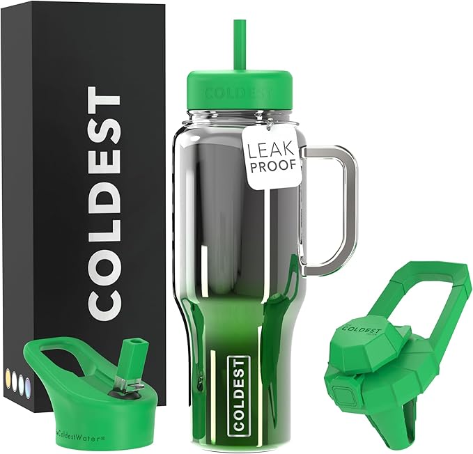 Coldest Tumbler with Handle and Straw - 100% Spill Proof Tumbler with Straw (3 Lids) - Stainless Steel Insulated Leakproof Tumblers for Women & Men - Cup Holder Friendly - 36 oz (Earth Nova) - Bloomnest