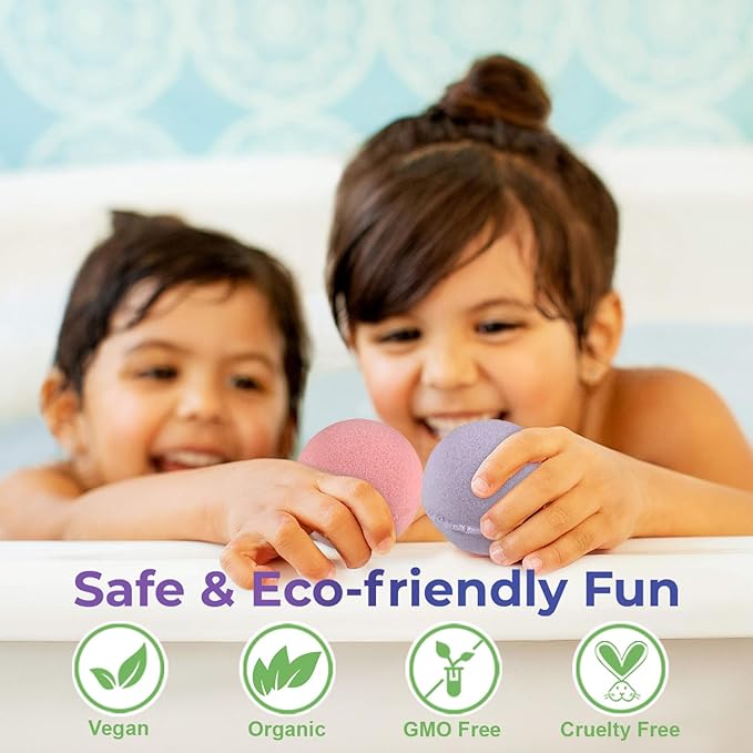 Bath Bombs for Kids Set with Surprise Beach Toys Inside - Safe Ingredients for Sensitive Skin - Colorful Bubble Fizzies with Fun Toy Inside - Handmade in USA - Bloomnest