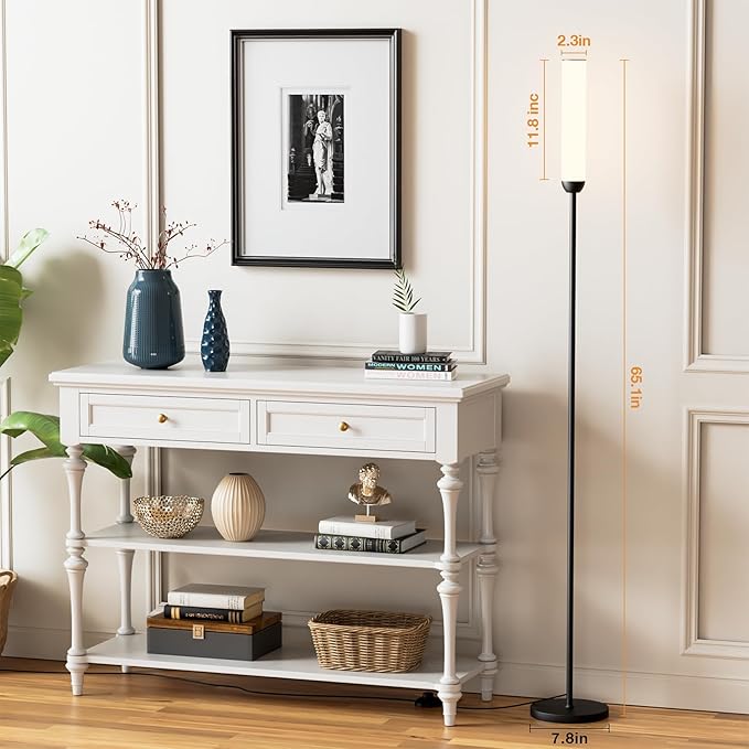 Ambimall LED Floor Lamp with Remote Control, 65" Standing Lamp with Stepless Adjustable 3000K-6500K Colors & 5%-100% Brightness, Foot Switch(Black) - Bloomnest