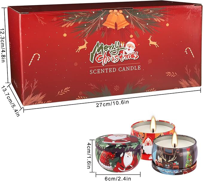 24Pack Christmas Scented Candle Tins Gift Set - Soy Wax Festive Aromatherapy Candles 2.5oz- Smokeless Long Lasting Burn time for Christmas Gifts Holiday Decor & Gifting. - Bloomnest