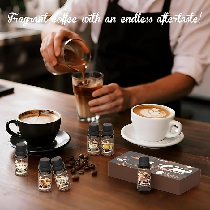 Coffee Fragrance Oils Set, Essential Oil for Diffuser, Diffuser Oil, Use for Soap Candle Making,Caramel Apples, Pumpkin Pie, Candy Corn, Halloween Cookies, Popcorn Balls, Snickers Bars - Bloomnest