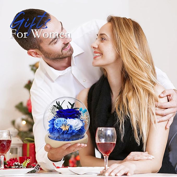 FIACO Preserved Rose Birthday Gift for Women Forever Fresh Flowers for Prime Delivery Gift for Mom Grandma Wife Valentines Mothers Day Christmas Anniversary Eternal Roses in Glass Dome - Bloomnest