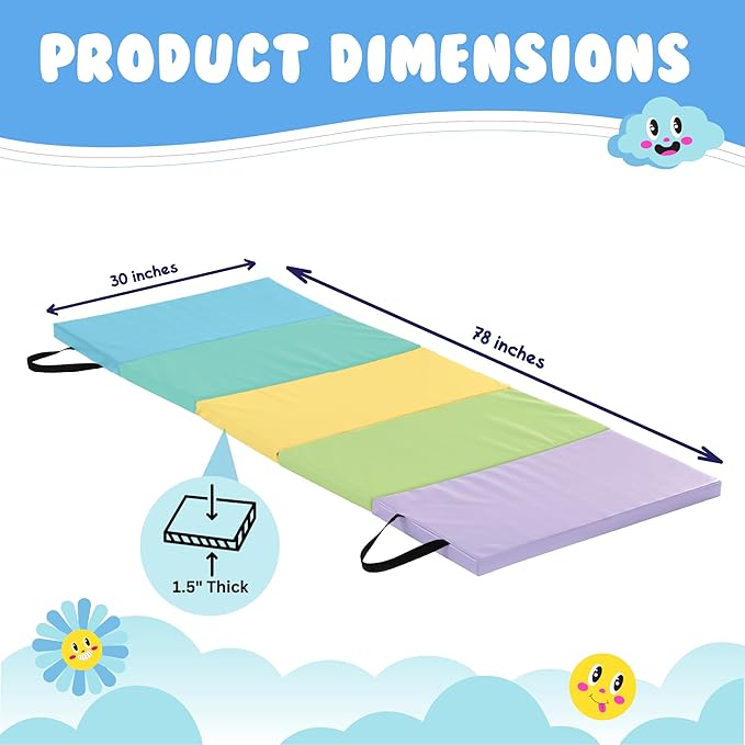 New Bounce Tumbling Mat for Kids - Gymnastics Mat - Folding Exercise Tumble Mat for Home Gyms - Bloomnest