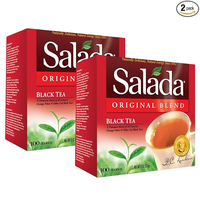 Salada Black Tea Blended Bold Strong Black Tea with 100 Tea Bags Per Box (Pack of 2) Contains Caffeine Brew Hot Naturally Flavored Rich in Antioxidants Original Blend Tea - Bloomnest