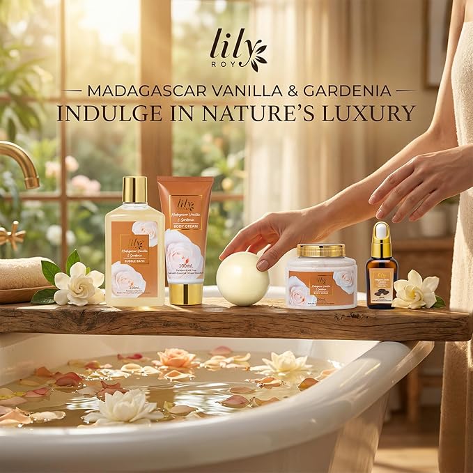 Valentines Day Gifts for Women - 17Pcs Vanilla Bath and Body Gift Basket Set for Women Spa Gift Baskets Spa Kit | Gifts for Christmas, Mothers Day, Birthday Gift, Self Skin Care Gift Sets for Her