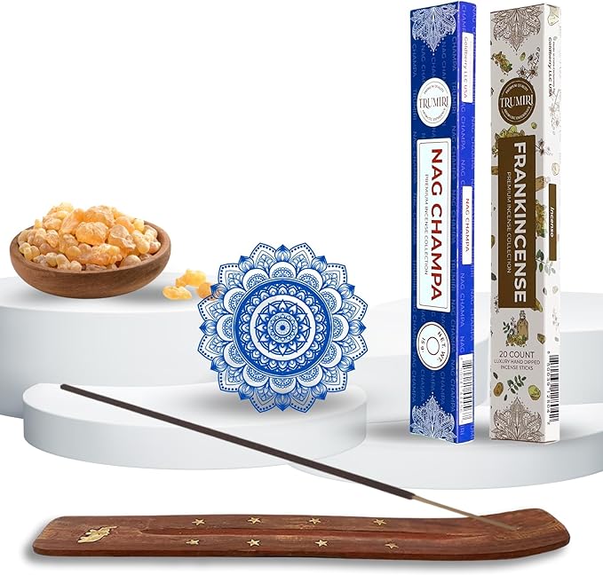 Trumiri Incense Sticks - Combo Pack of 35 Insence-Sticks - 15 Nag Champa + 20 Frankincense - Insenses - Insents - Incents - Inscense - Incence - Incienso - All Natural Incense Sticks TRUMIRI