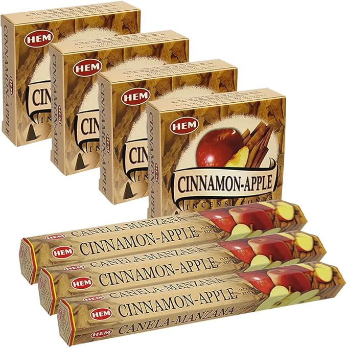Cinnamon Apple Incense Sticks and Cone Incense Holder Variety Pack Bundle insence insense insienso TRUMIRI