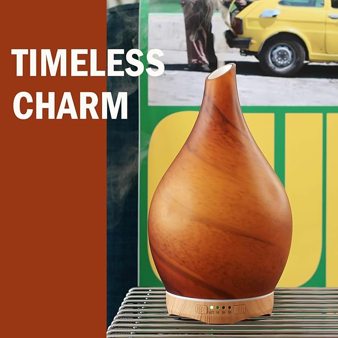 Porseme 280ml Essential Oil Diffuser Glass Color Changing Aroma Air Diffusers Aromatherapy Ultrasonic Cool Mist Humidifier 7 Running Hours Waterless Auto-Off for Sleeping Yoga Office Spa(Caramel) Porseme