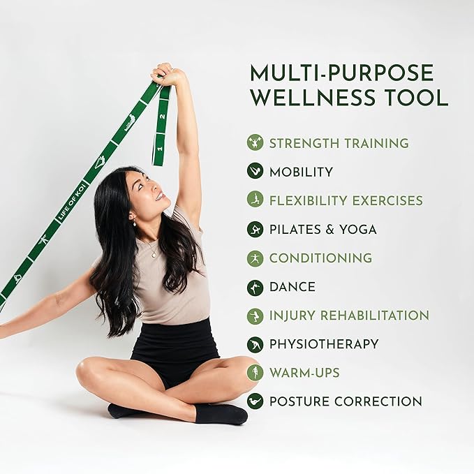 Stretching Strap: HEAVY Resistance Band, Stretch Strap with Loops for Yoga, Pilates, Dance, Physical Therapy, Gymnastics, Yoga Strap for Stretching, Workout, Flexibility - Bloomnest