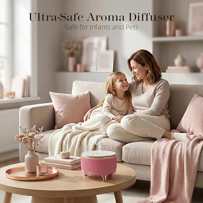 500ML Large Capacity Essential Oil Diffuser, Ultrasonic Aromatherapy Diffuser with 7 Color LED Lights with Remote Control, Cool Mist Humidifier, Timed Mist, Auto Shut-Off (Pink) - Bloomnest