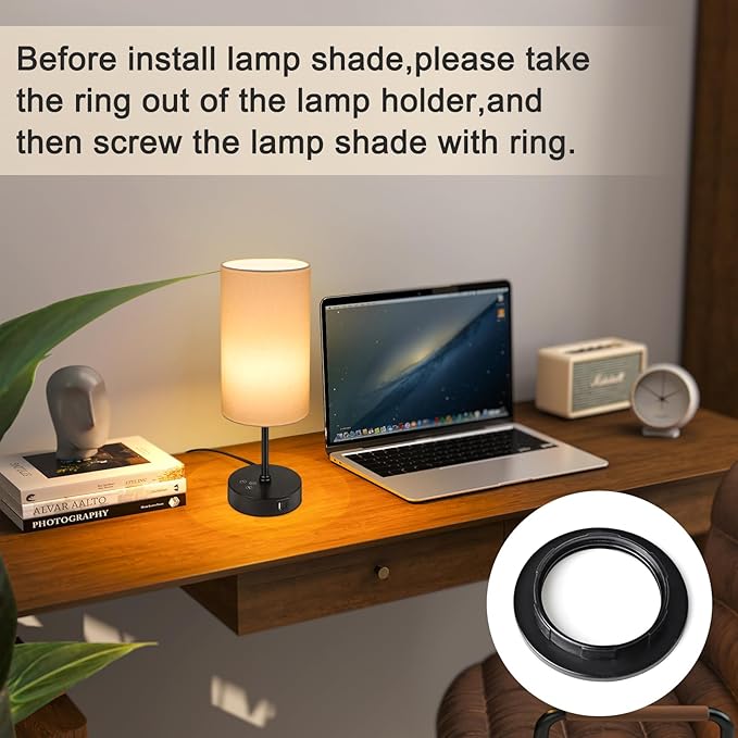 Unicozin Small Table Lamp, 3 CCT 3000K/4500K/6500K & RGB Color Changing, Stepless Dimmable Bedside Lamp for Reading, Touch Control Ambience Nightstand Light for Home Decor Party, Cream Shade - Bloomnest