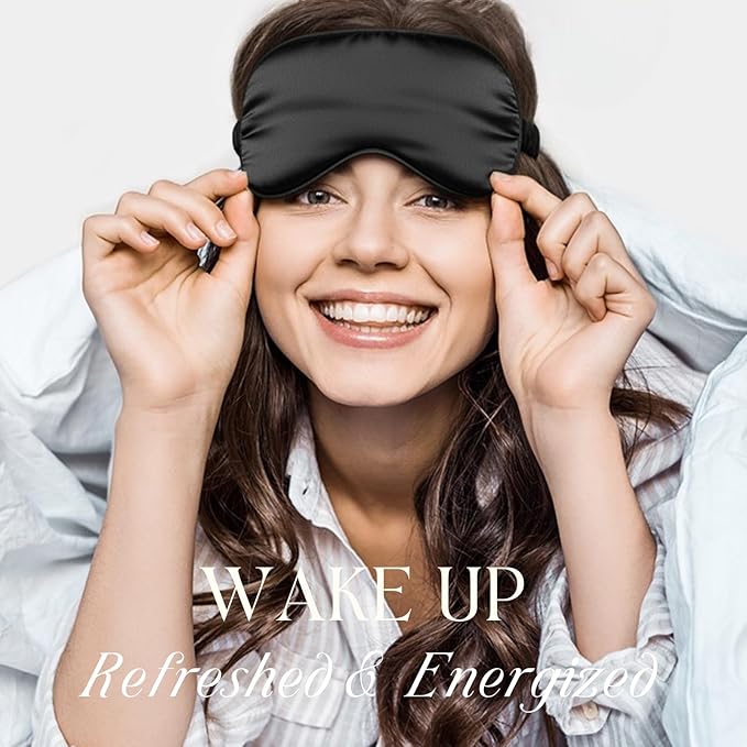 Silk Satin Sleeping Eye Mask, Black Sleep Eye Mask Night Blindfold for Women and Men, Soft Breathable Blackout Eyeshade Eye Cover for Travel, Wedding Bridesmaid Gift - Bloomnest