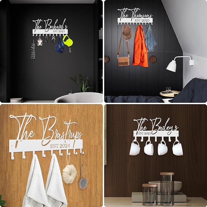 Personalized Metal Key Rack Hooks, Key Holder Wall Mounted Key Hooks, Name Theme Wall Decoration Hooks, Key Hanger Organizer for Living Room, Entryway, Bathroom, Office Decor(Above) - Bloomnest