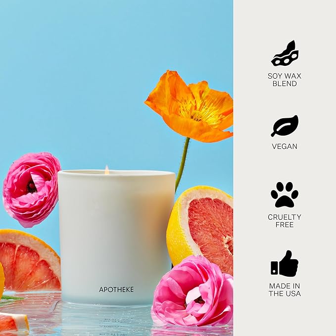 Apotheke Signature Scented Candles for Home, Sea Salt Grapefruit - 10.5 oz - Soy Wax, Non Toxic, Large Jar White - Luxury Candle Gifts for Women & Men - Pepper, Dew Drops, and Tarragon - Bloomnest