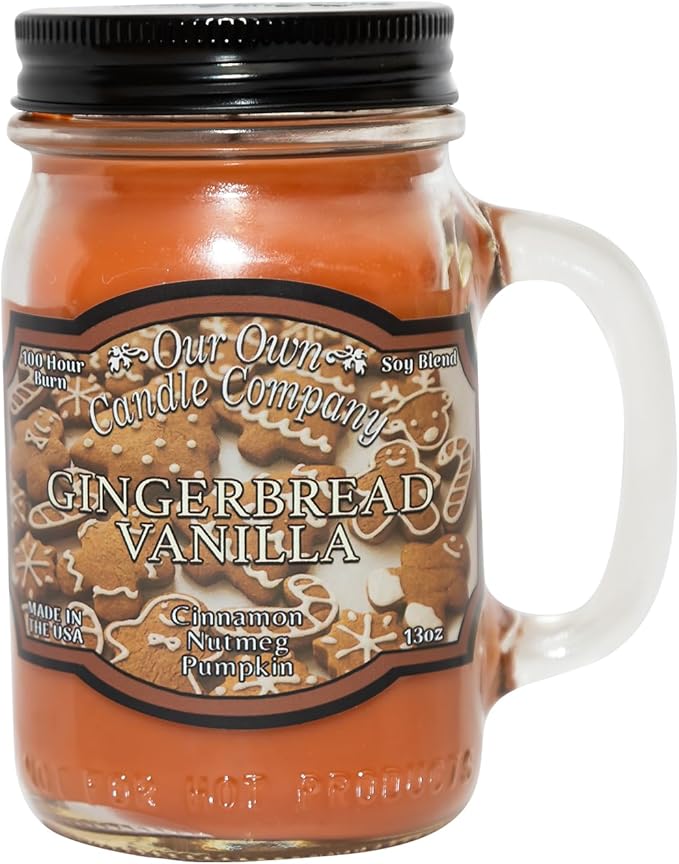 Our Own Candle Company, Gingerbread Vanilla Scented Mason Jar Candle, 100 Hour Burn Time, Made in The USA - 13 Ounces - Bloomnest