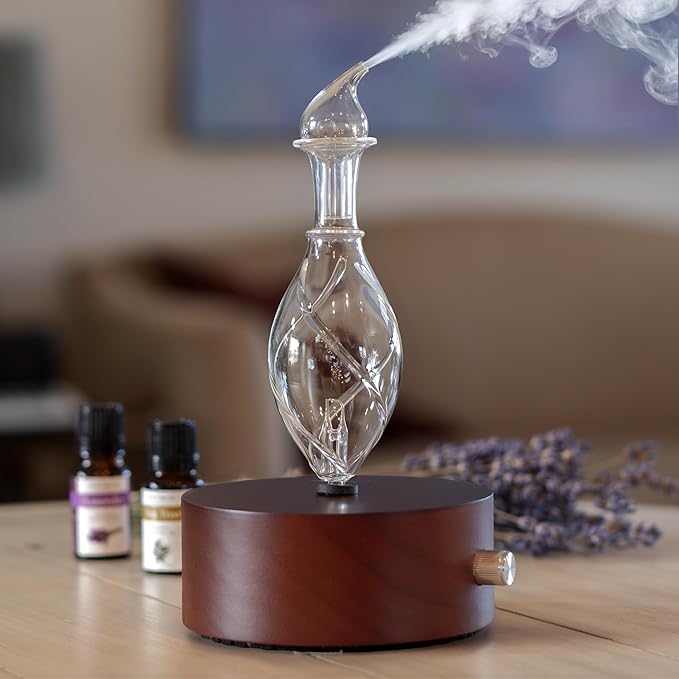 ArOmis Premium Glass Essential Oils Nebulizer - Waterless Diffuser for Aromatherapy - Handmade Oil Diffuser, Wooden Base, No Plastic, No Heat, No Battery, No LEDs - Solum Nox Vitis ArOmis