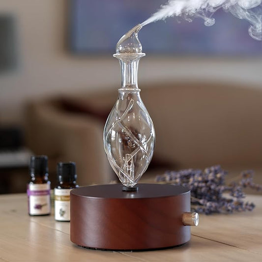ArOmis Premium Glass Essential Oils Nebulizer - Waterless Diffuser for Aromatherapy - Handmade Oil Diffuser, Wooden Base, No Plastic, No Heat, No Battery, No LEDs - Solum Nox Vitis ArOmis