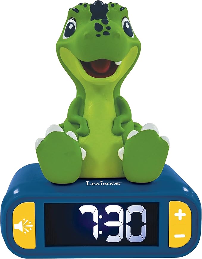 LEXiBOOK - Dinosaur Nightlight Alarm Clock, Clock, Alarm Clock for Boys and Girls, Snooze, Blue/Green - RL800DINO - Bloomnest
