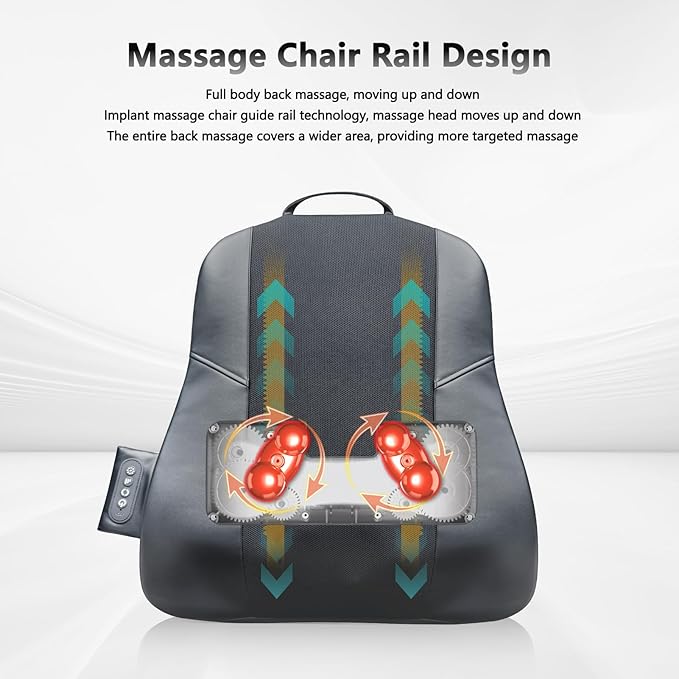 Back Massager for Pain Relief Deep Tissue, Ultrathin Rolling Up and Down Full Back Massage with Heat, 4D Shiatsu Kneading, Shoulder Massager, Extended Widened Design for Home, Office, Car Use, Beige - Bloomnest