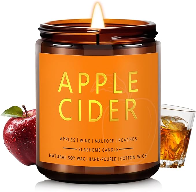 Fall Scented Candles Apple Cider 7oz – Fresh Apple Candle with Warm Cinnamon & Spiced Cider Soy Wax Candle for Cozy Autumn Home Décor, Perfect Fall Gift for Apple Lovers, 50 Hour Long Burn - Bloomnest