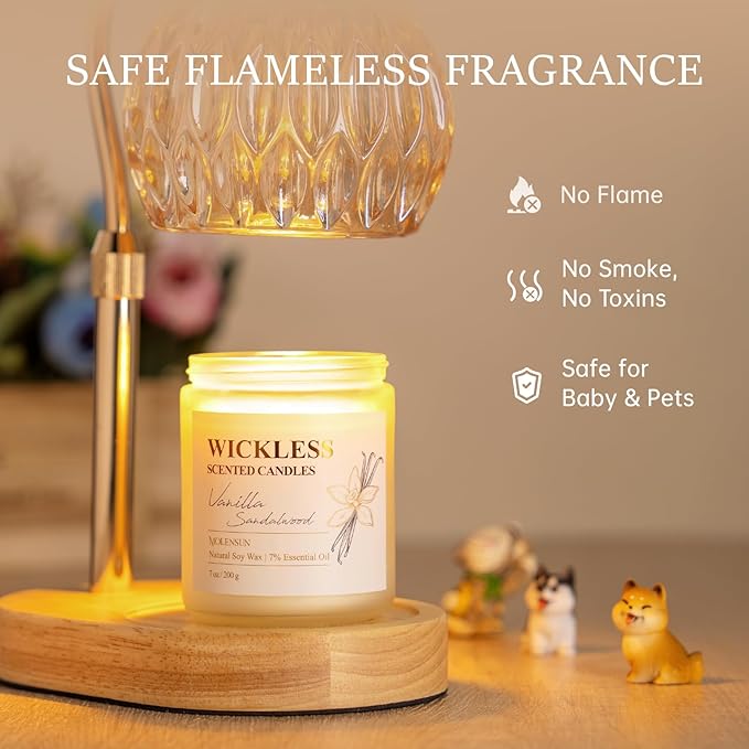 Vanilla Sandalwood Wickless Candle for Candle Warmer Lamp with 10ml Essential Oil for Custom Aroma, Flameless Non-Toxic Soy Scented Candle for Home, Christmas Holiday or Birthday Gift for Women & Men - Bloomnest